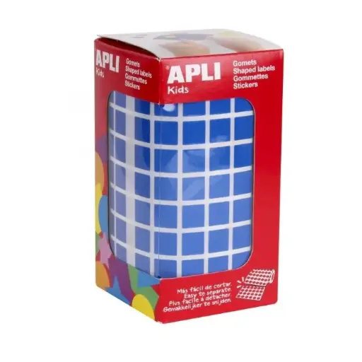 Gomets adhesivos cuadrados 10 x 10 mm azules en rollo Apli