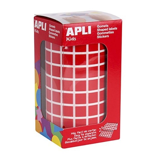 Gomets adhesivos cuadrados 10 x 10 mm rojos en rollo Apli