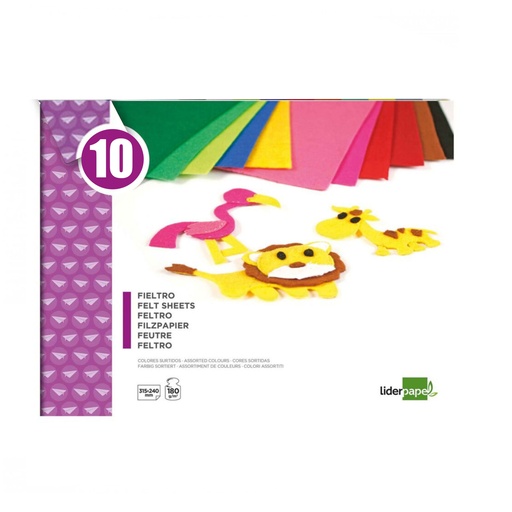 Bloc de fieltro de colores 315 x 240 mm (10 hojas)