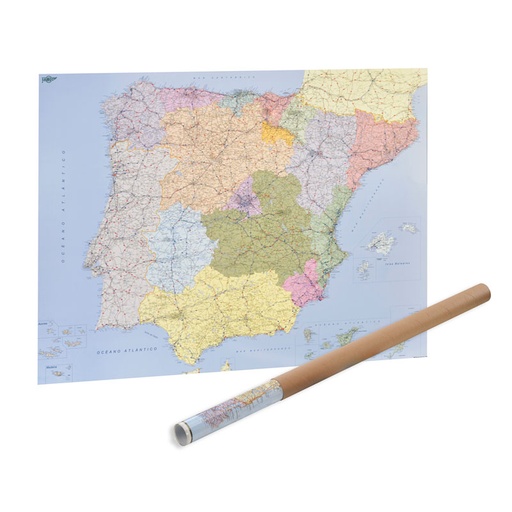 Mapa político de España y Portugal Faibo mural plastificado 103 × 129 cm – Ref. 153G
