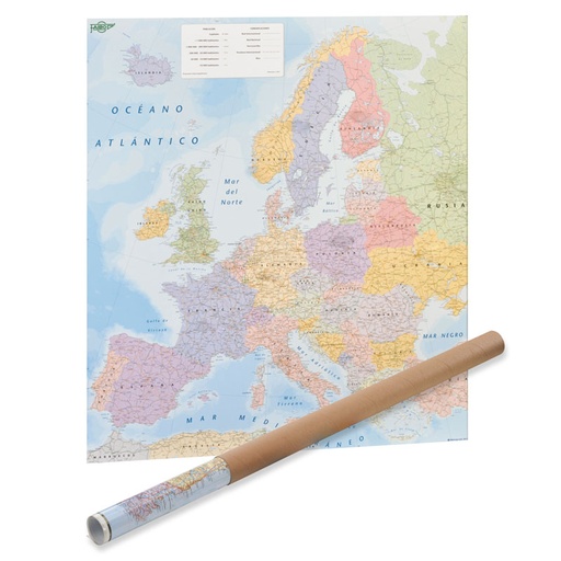 Mapa político de Europa Faibo mural plastificado 93 × 129 cm – Ref. 163G