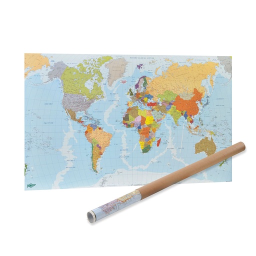 Mapamundi político Faibo mural plastificado 84 × 140 cm – Ref. 173G