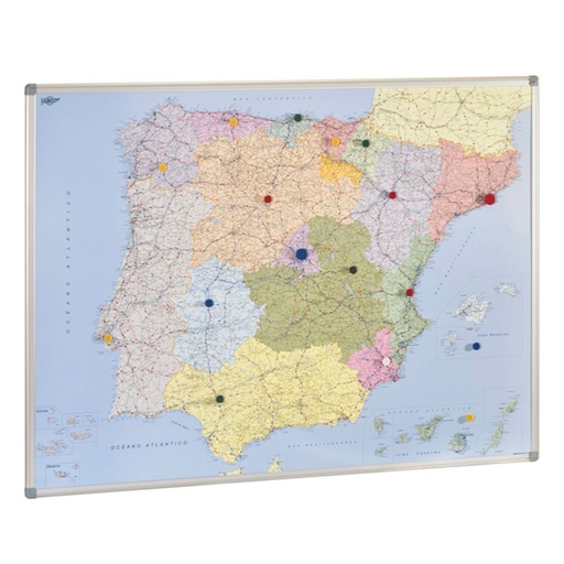 Mapa magnético político España y Portugal Faibo mural 101 × 137 cm – Ref. 153