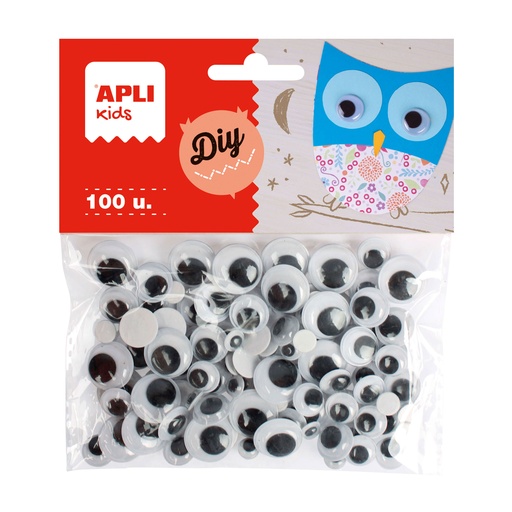 Ojos móviles adhesivos Apli (Bolsa 100 unidades)