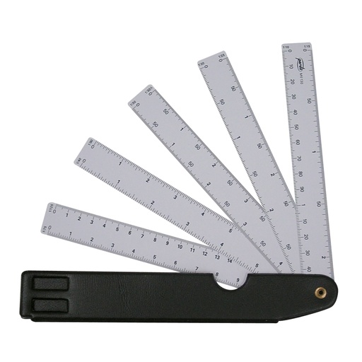 Escala Pardo abanico 10 escalas 15 cm con estuche similpiel