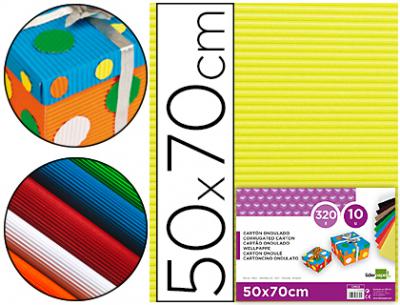 Cartón ondulado Liderpapel amarillo 50 x 70 cm 320 g/m² (Pack 10 unidades)