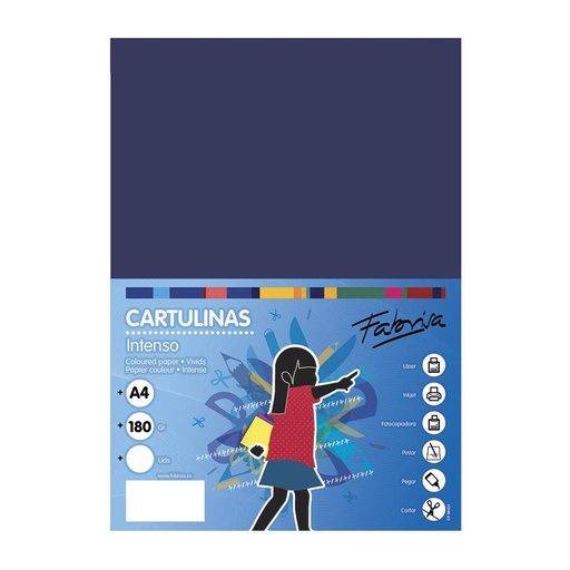 Cartulina A4 azul oscuro 180 g/m² Fabrisa (Pack 50 unidades)