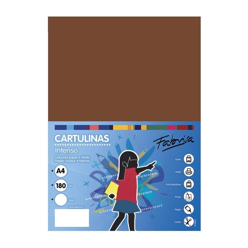 Cartulina A4 marrón 180 g/m² Fabrisa (Pack 50 unidades)