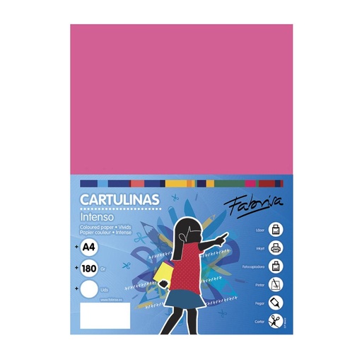 Cartulina A4 fucsia 180 g/m² Fabrisa (Pack 50 unidades)