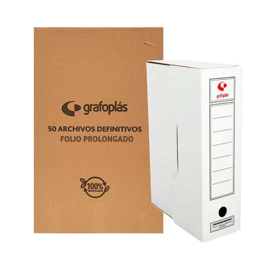 Caja de archivo definitivo cartón Folio prolongado Grafoplás Ecoclassic (Caja 50 unidades)