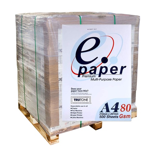 Papel A4 80 g/m² E-Paper (Palet 48 cajas / 240 paquetes)