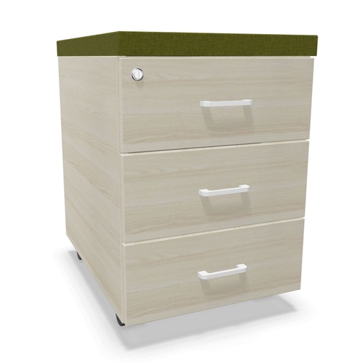 Cajonera móvil de melamina Actiu con cojín, 3 cajones personales 59 x 41 x 55 cm JX32 personalizada