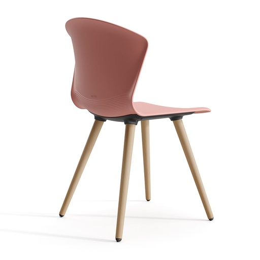 Silla Whass con 4 patas de madera y carcasa de plástico