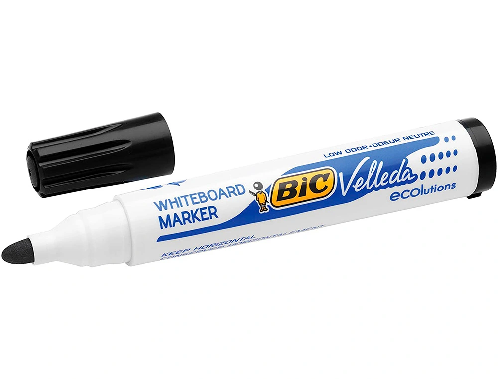 Rotulador para pizarra blanca Bic Velleda 1701 negro punta cónica gruesa (Pack de 12)