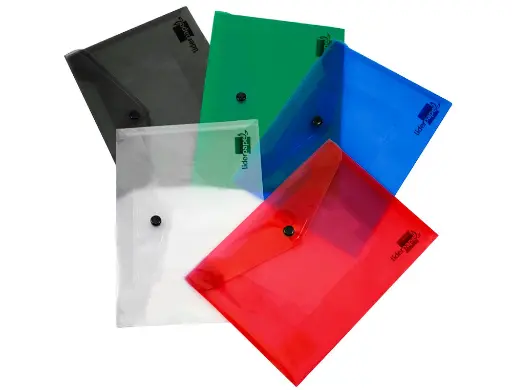 Sobre de plástico A5 con broche transparente (pack 12 unidades)