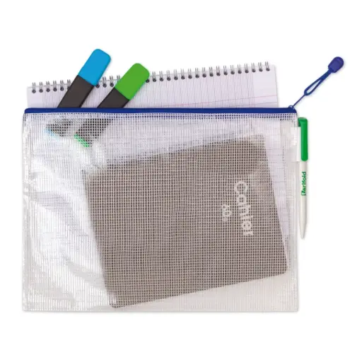 Bolsas A4 con autocierre de cremallera portabolígrafos Djois azul