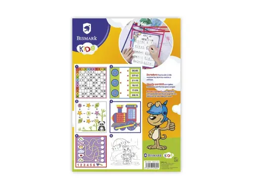 [329989] Funda de fichas reutilizable Bismark con rotulador y 6 fichas de actividades Folio