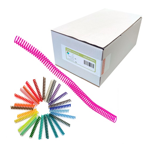 Espiral de plástico color 18 mm 5:1 (Caja 100 unidades) 