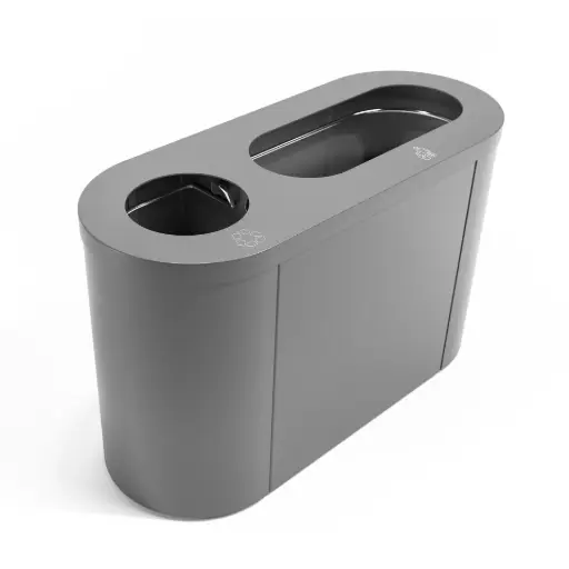 Papelera metálica de reciclaje con 2 compartimentos Friburg
