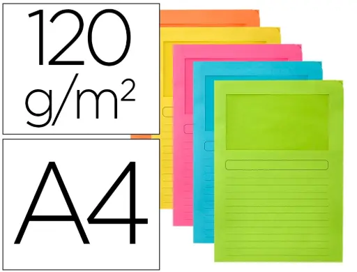 Subcarpeta con ventana transparente A4 120 g/m² en colores surtidos Q-Connect (Paquete 25 unidades)