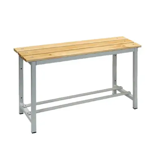Banco de acero y madera para vestuario