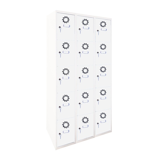 Taquilla metálica de 3 módulos de 5 puertas Eco Pro