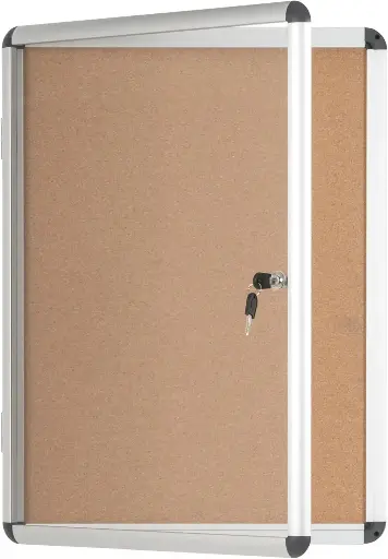 Vitrina para anuncios de corcho con cerradura, marco de aluminio y puerta de metacrilato