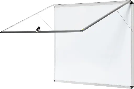 Vitrina para anuncios magnética con apertura superior, cerradura, marco de aluminio y puerta de metacrilato
