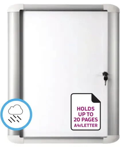 Vitrina para anuncios magnética para exterior con cerradura, marco de aluminio y puerta de cristal templado