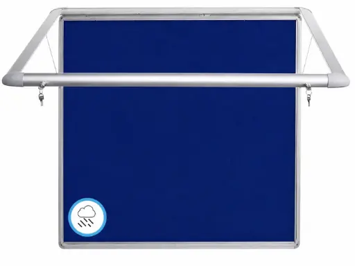 Vitrina para anuncios de fieltro para exterior con apertura superior, cerradura, marco de aluminio y puerta de cristal templado