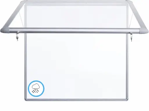 Vitrina para anuncios magnética para exterior con apertura superior, cerradura, marco de aluminio y puerta de cristal templado