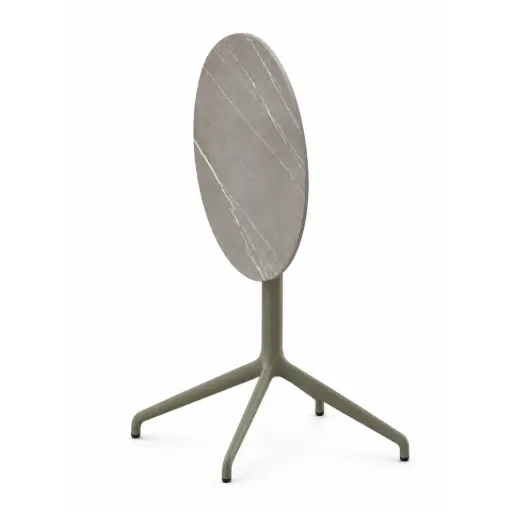 Mesa redonda abatible exterior fenólico mármol Tabula Tar 40 Actiu 74 cm de altura