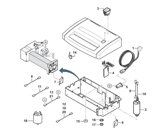 Pieza de repuesto HSM 1110520010 Pos. 3 Wippschalter 1-polig / Rocker switch 1-pole / Interruptor