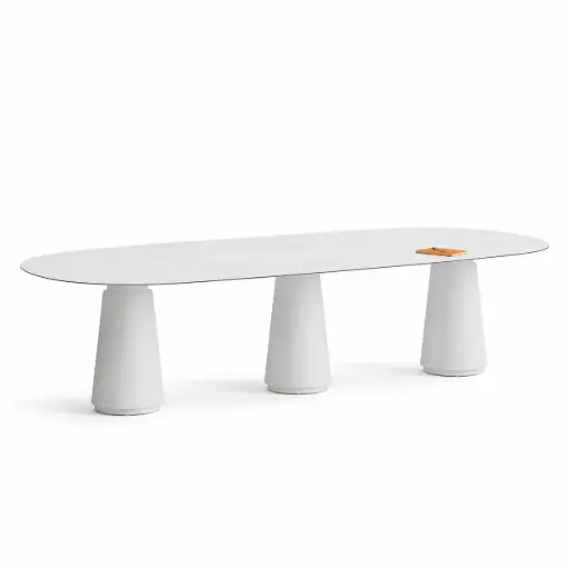 Mesa de reunión ovalada Dorik Actiu fenólico mármol fondo 120 cm