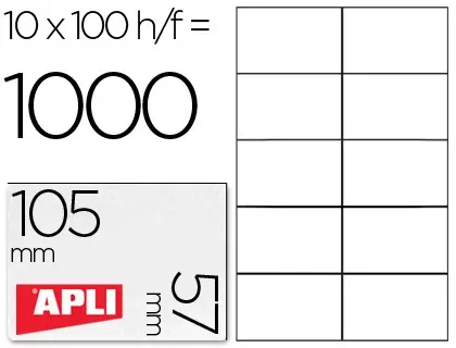 Etiquetas adhesivas A4 105 x 57 mm Apli (Caja 100 hojas)  