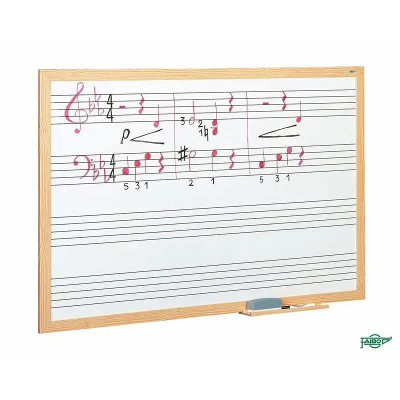 Pizarra con pentagramas blanca estratificada marco madera Faibo serie 400P