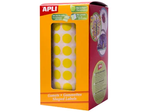 Gomets adhesivos circulares 20 mm amarillo en rollo Apli 