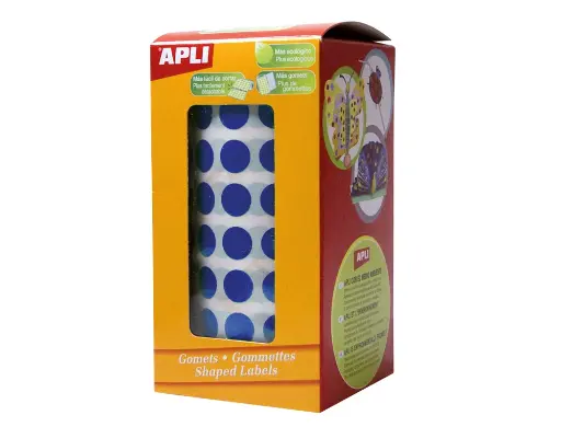 Gomets adhesivos circulares 20 mm azules en rollo Apli 