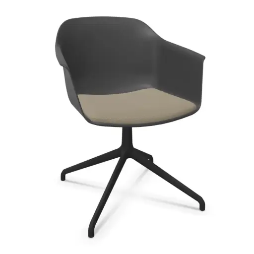 Silla Noom 60 con base giratoria fija y asiento tapizado Radio