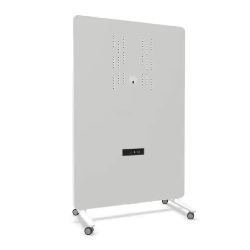 Panel Caddy 500 Tech Actiu con soporte para pantalla con panel frontal melamina y panel trasero tapizado