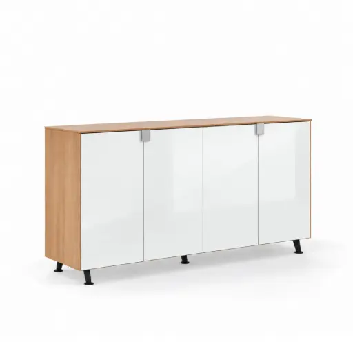 Armario bajo de diseño Arkitek Actiu con puertas batientes de cristal alto 88 cm