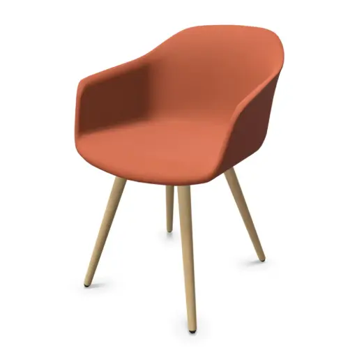 Silla Noom 60 con 4 patas de madera tapizada integral