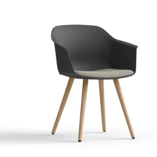Silla Noom 60 con 4 patas de madera y asiento acolchado