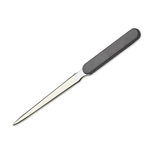Abrecartas metálico de 190 mm con mango de plástico negro
