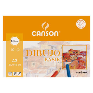 Bloc de dibujo A3 con 20 hojas de 150 g/m² para técnicas secas Canson Basik 