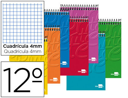 Bloc de espiral B7 (12º) cuadriculado 80 hojas Liderpapel