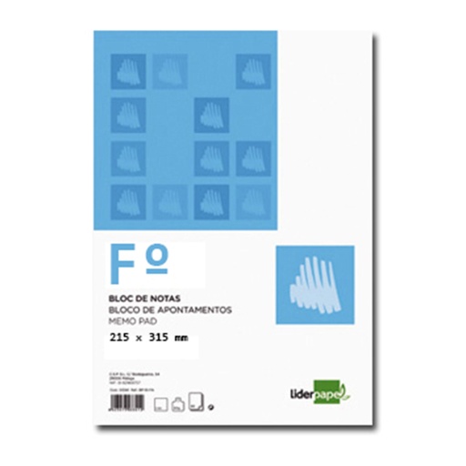 Bloc encolado y microperforado Folio liso 80 hojas Liderpapel